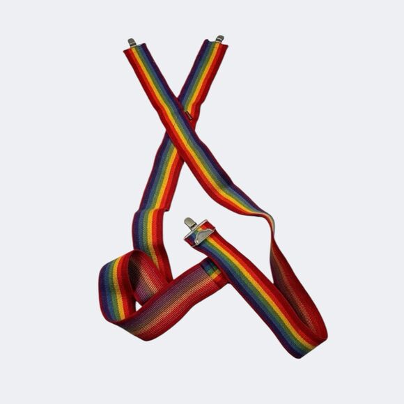 Honcho VTG  Rainbow Suspenders Pride Striped Adjustable Mork Mindy Costume Retro - Picture 1 of 5